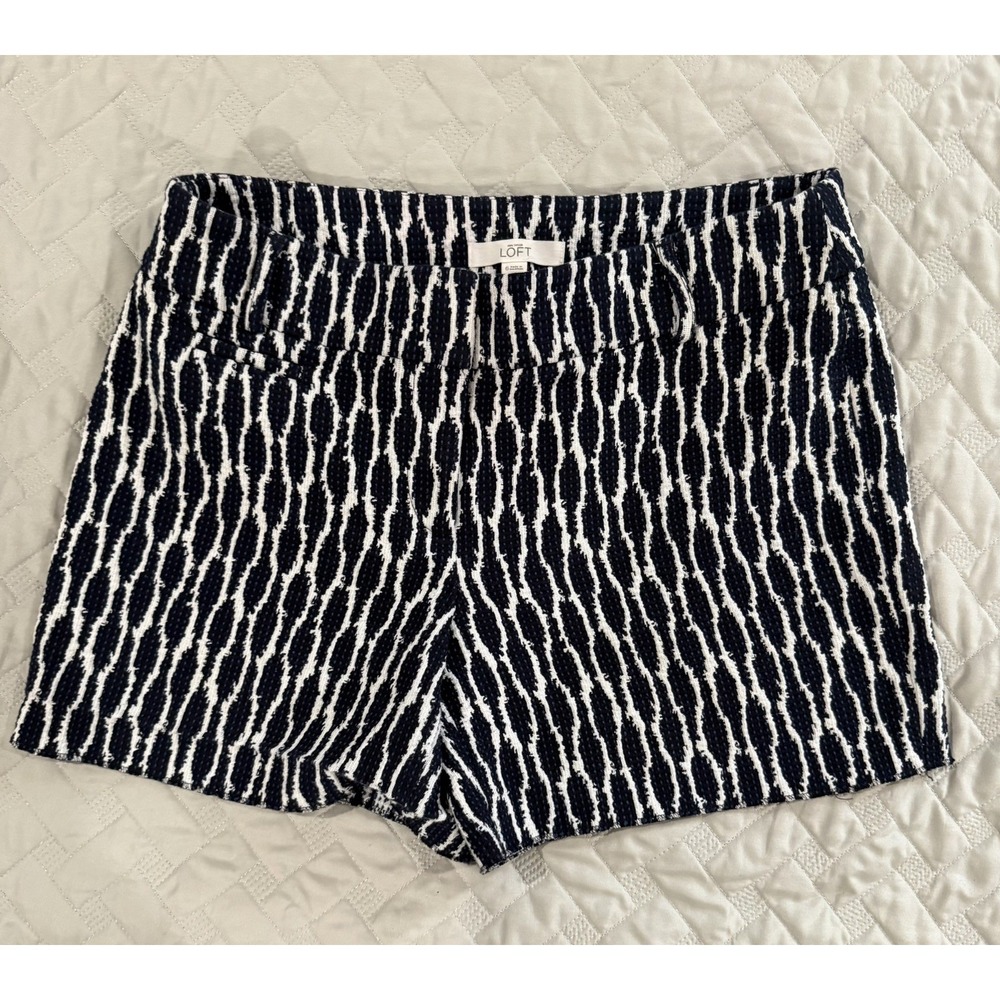 Loft Shorts Navy & White 'The Riviera Short' 4" Inseam Size 6 Pockets Belt Loops